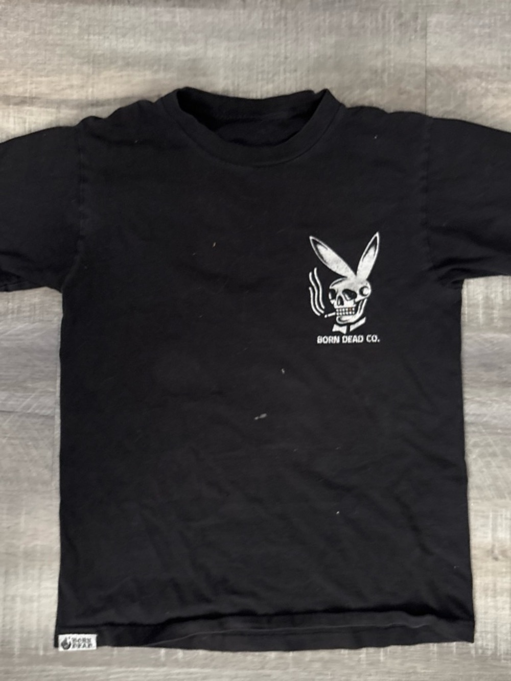 OTTO Black Tee with White Skull-Bunny Graphic